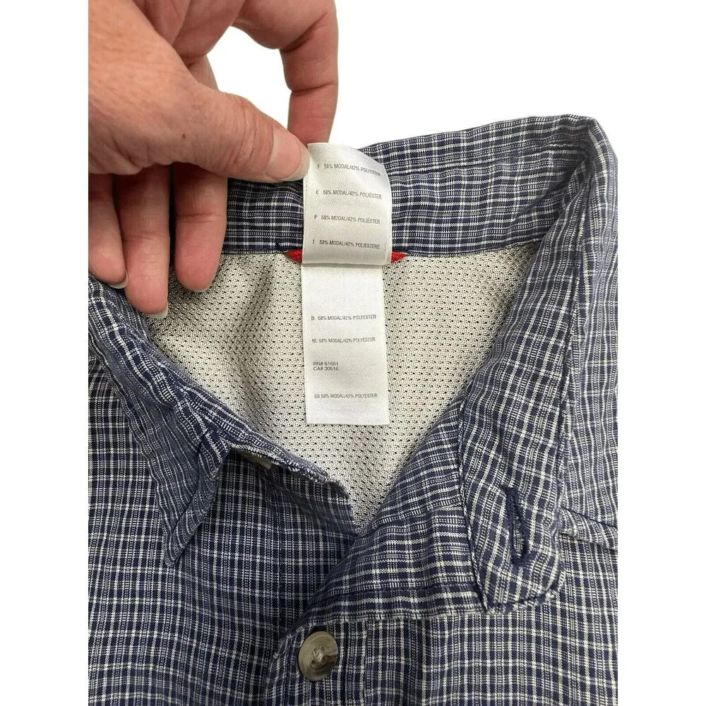 The North Face Button Down Blue Checkered Long Sleeve Outdoor Hiking Size Medium